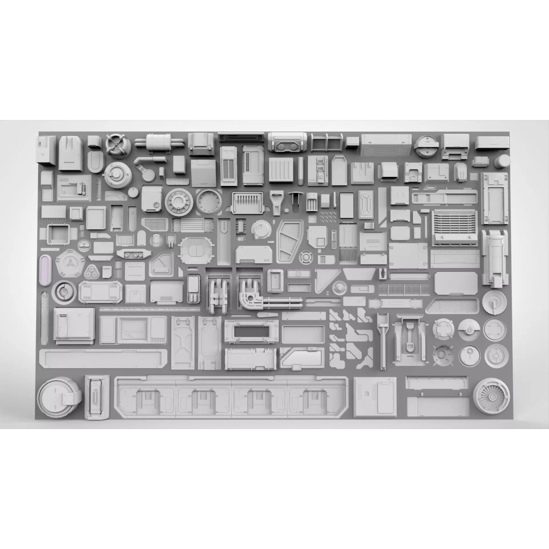 Sci-Fi Trim Sheets 3D Model – High Poly Environment Asset, OBJ, FBX - View 2