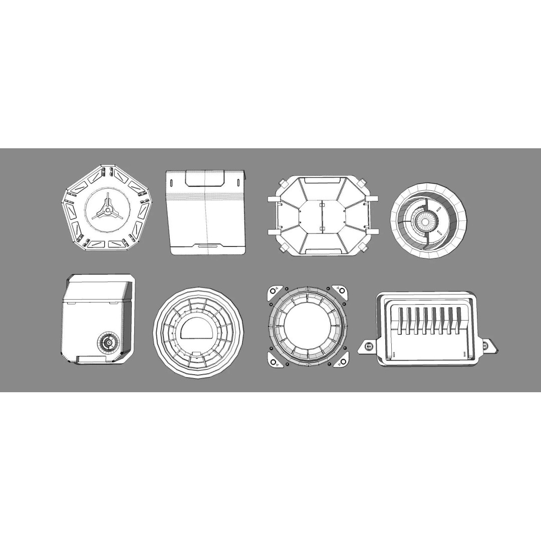 Sci-Fi Trim Sheets 3D Model – High Poly Environment Asset, OBJ, FBX - View 23