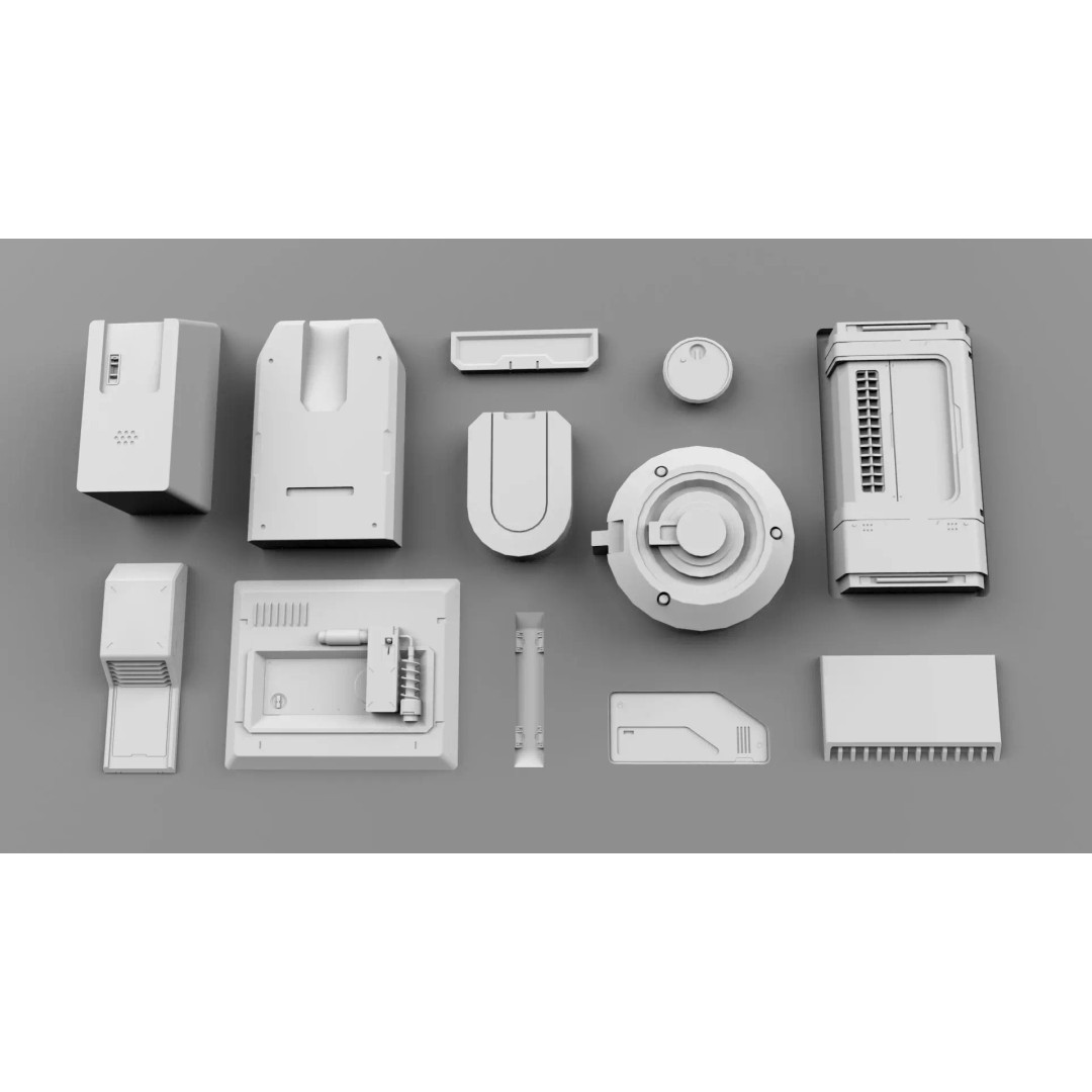 Sci-Fi Trim Sheets 3D Model – High Poly Environment Asset, OBJ, FBX - View 3