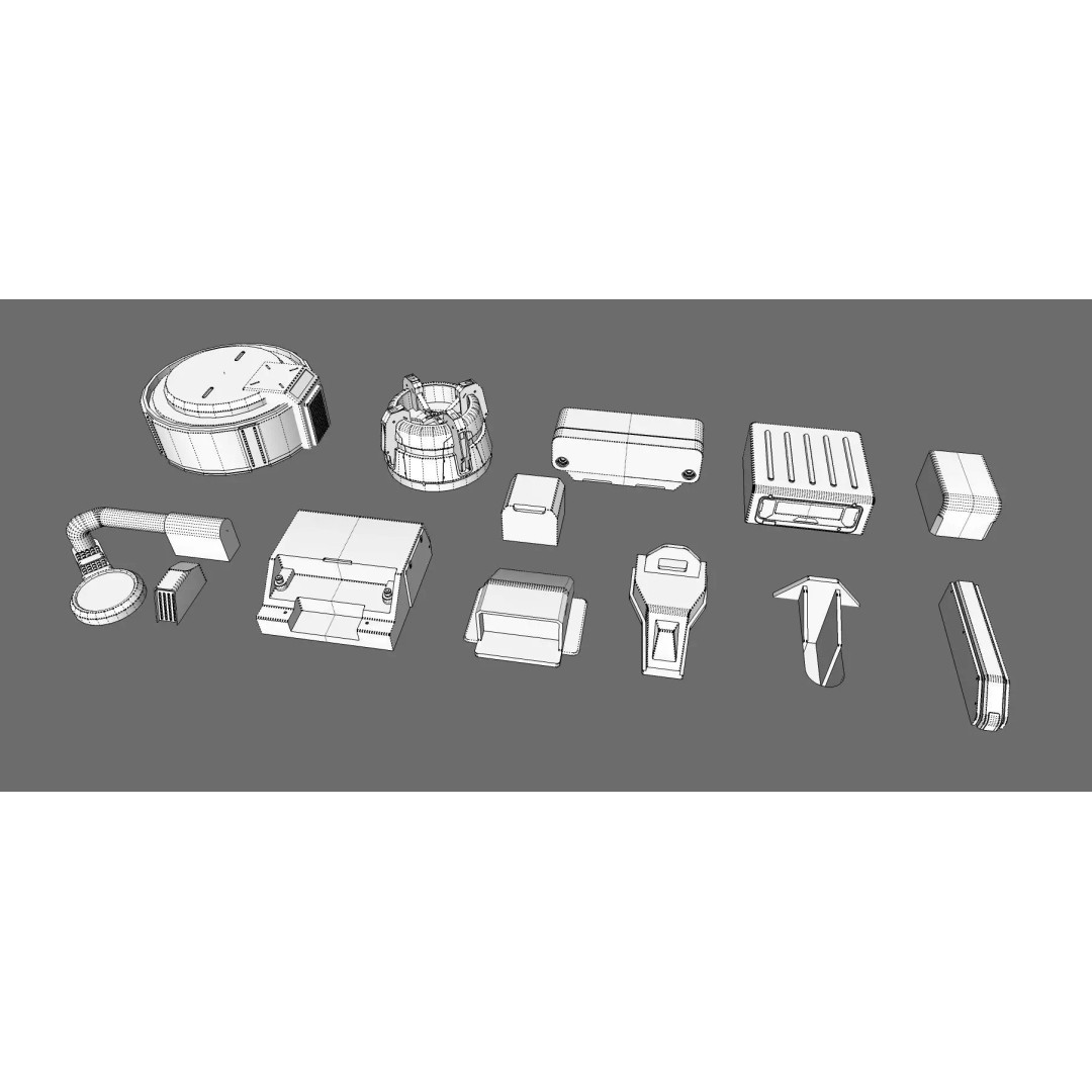 Sci-Fi Trim Sheets 3D Model – High Poly Environment Asset, OBJ, FBX - View 35