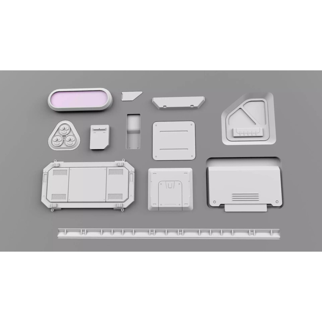 Sci-Fi Trim Sheets 3D Model – High Poly Environment Asset, OBJ, FBX - View 5