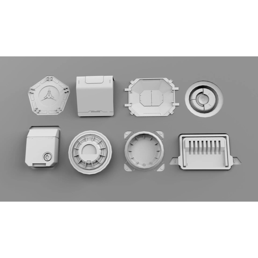 Sci-Fi Trim Sheets 3D Model – High Poly Environment Asset, OBJ, FBX - View 6