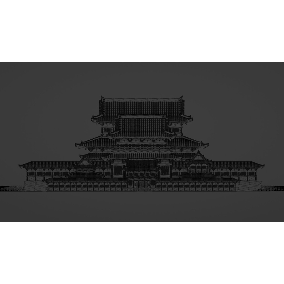 Japanese Temple 3D Model – Modular PBR Architecture, FBX, OBJ