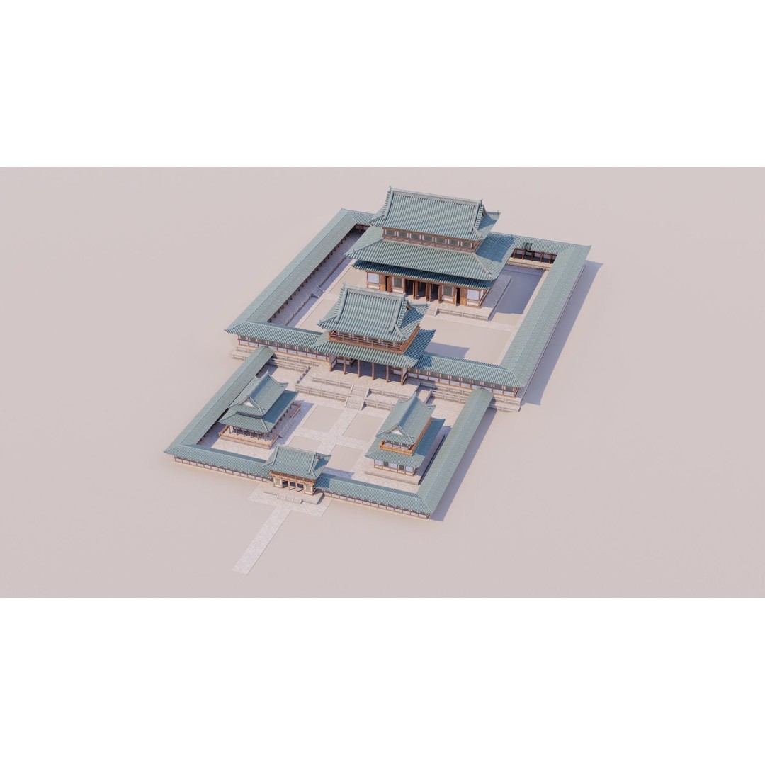 Japanese Temple 3D Model – Modular PBR Architecture, FBX, OBJ - View 13