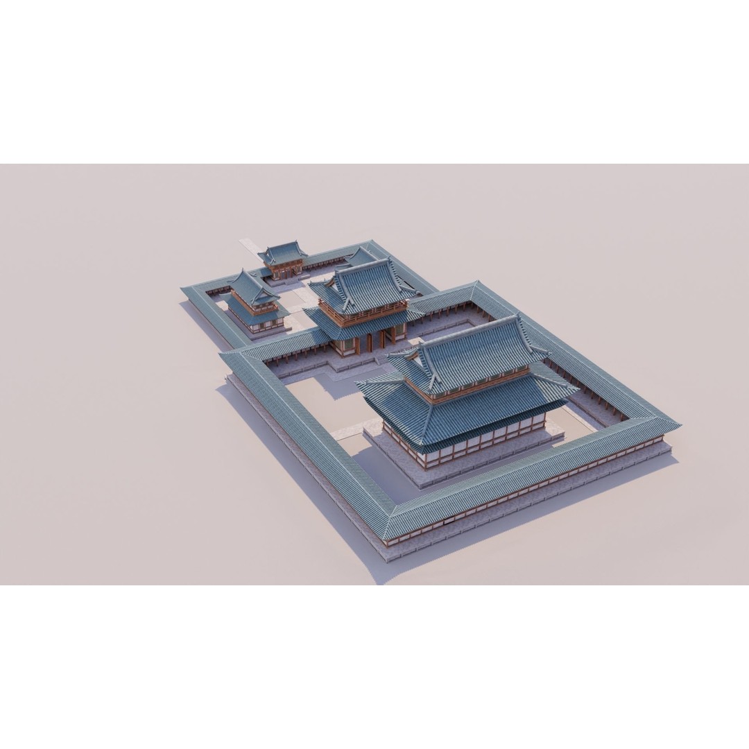 Japanese Temple 3D Model – Modular PBR Architecture, FBX, OBJ - View 15