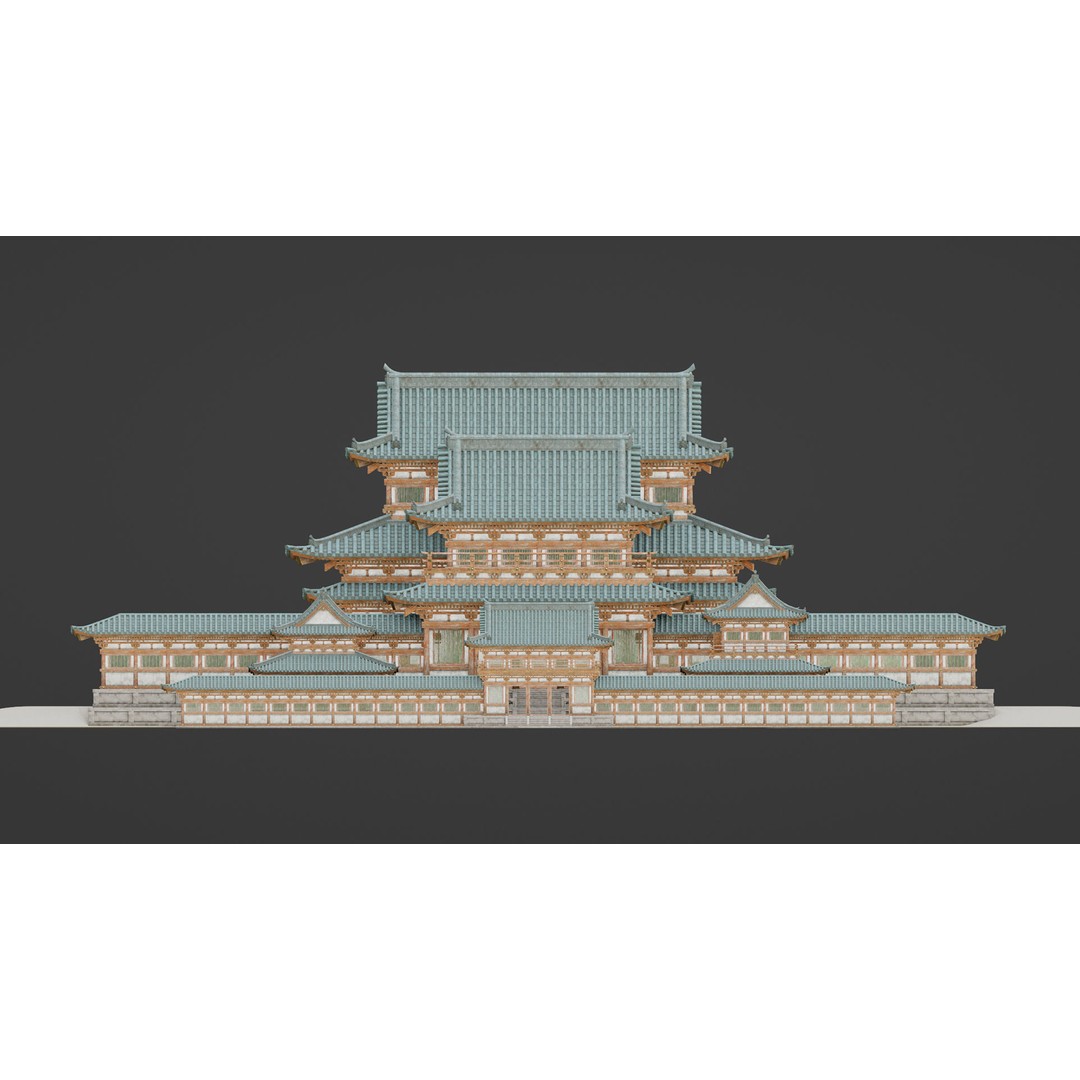 Japanese Temple 3D Model – Modular PBR Architecture, FBX, OBJ - View 16