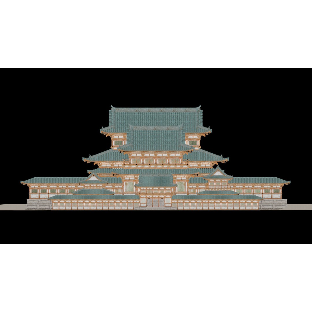 Japanese Temple 3D Model – Modular PBR Architecture, FBX, OBJ - View 17