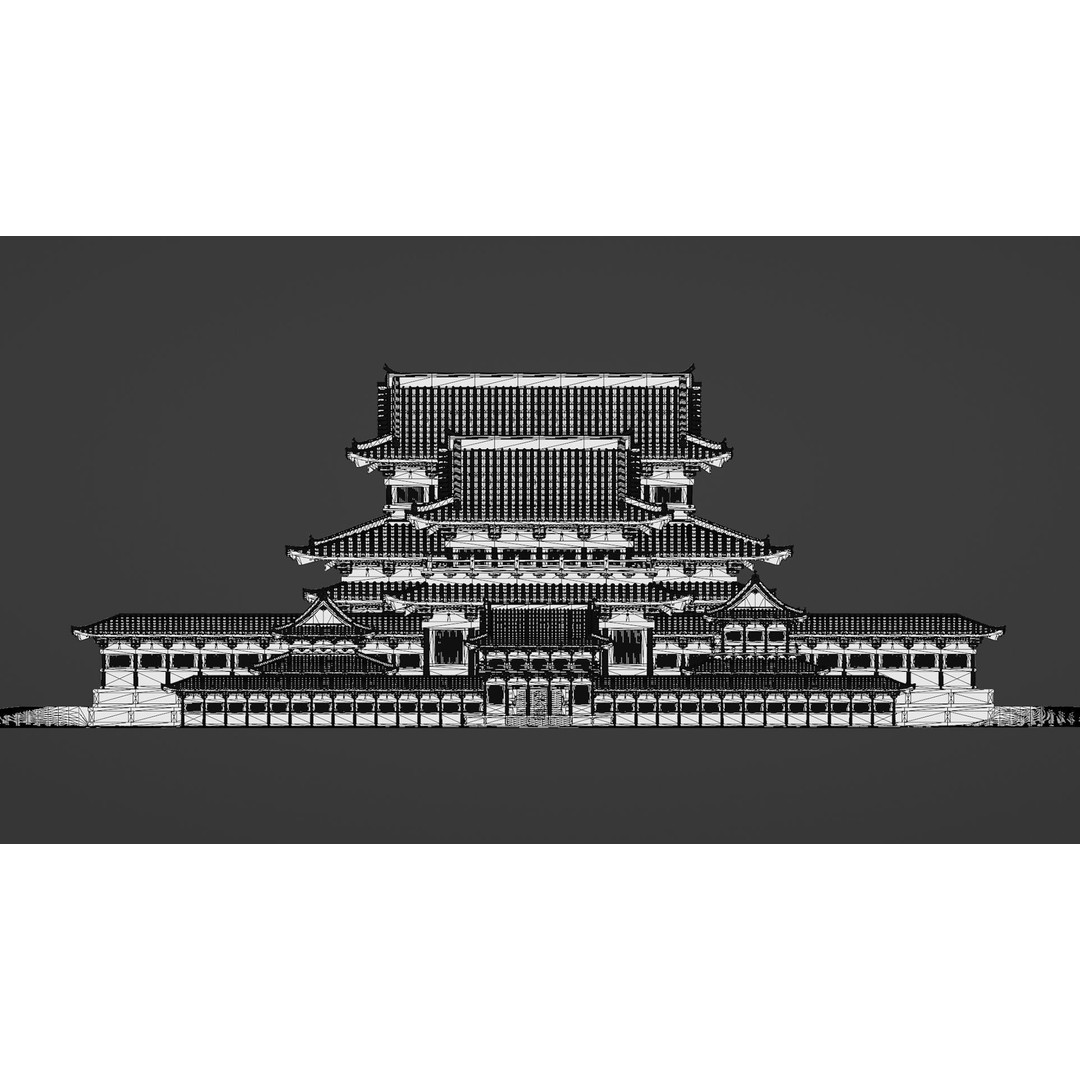 Japanese Temple 3D Model – Modular PBR Architecture, FBX, OBJ - View 18