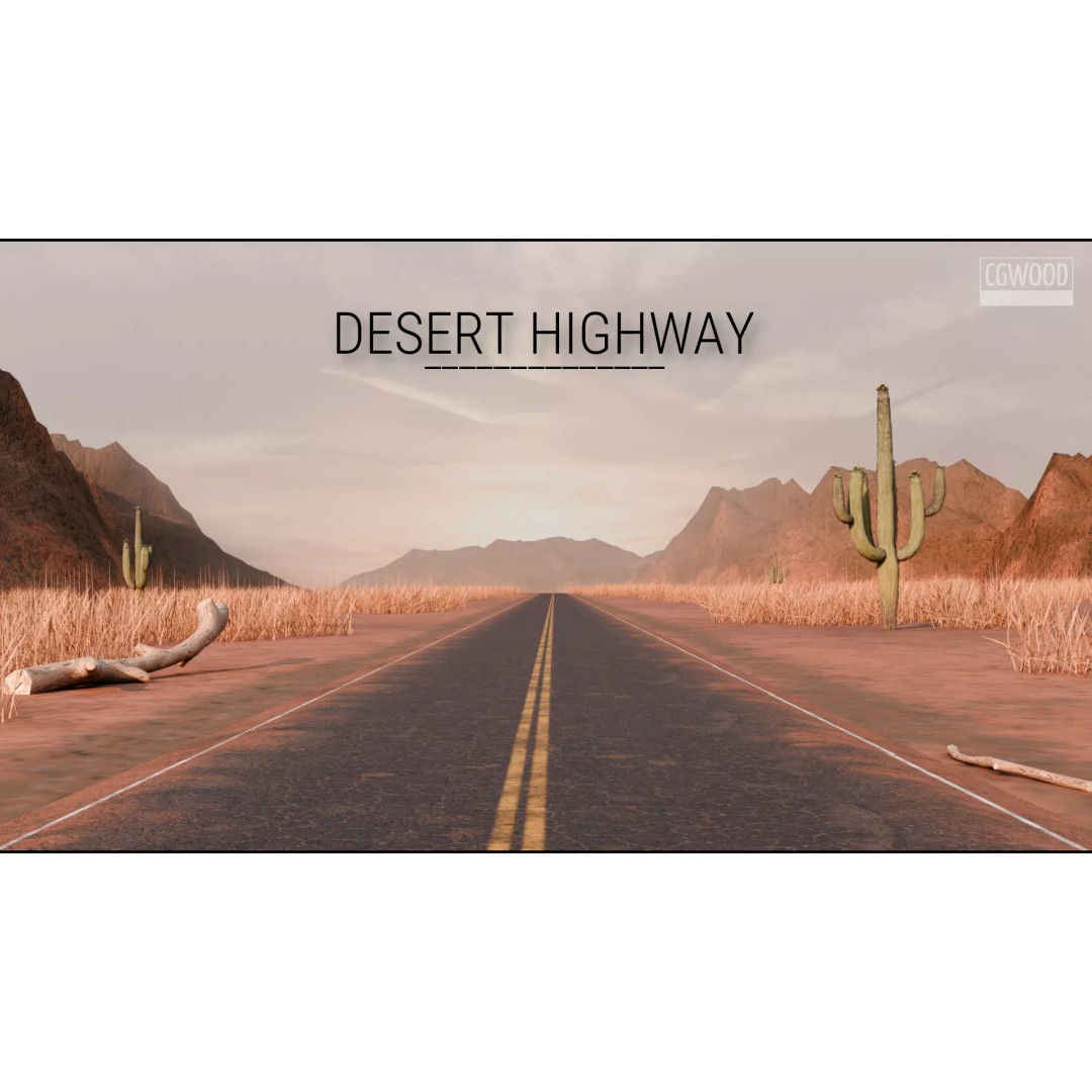 Desert Highway 3D Model – Detailed PBR Landscape Asset, FBX - View 2