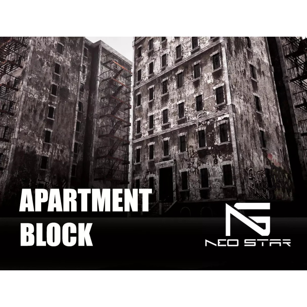Abandoned Apartment Block 3D Model – Low Poly Game Asset, FBX - View 2