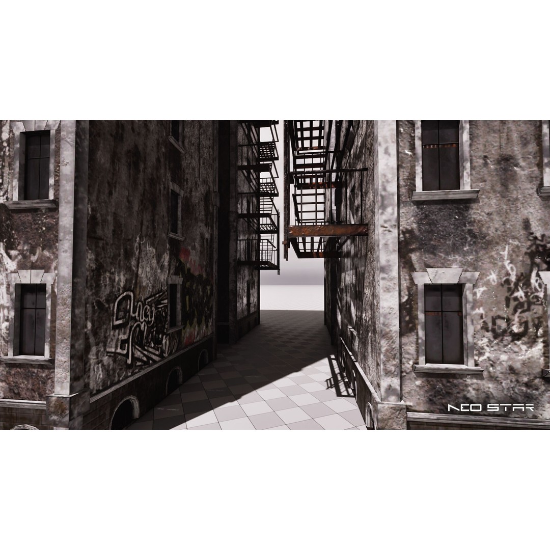 Abandoned Apartment Block 3D Model – Low Poly Game Asset, FBX - View 7