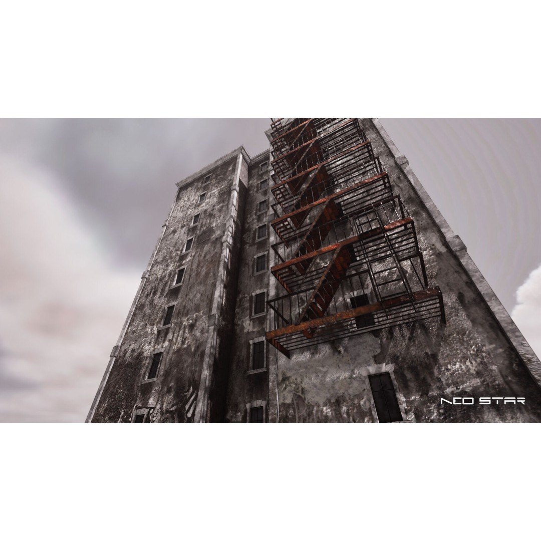 Abandoned Apartment Block 3D Model – Low Poly Game Asset, FBX - View 8