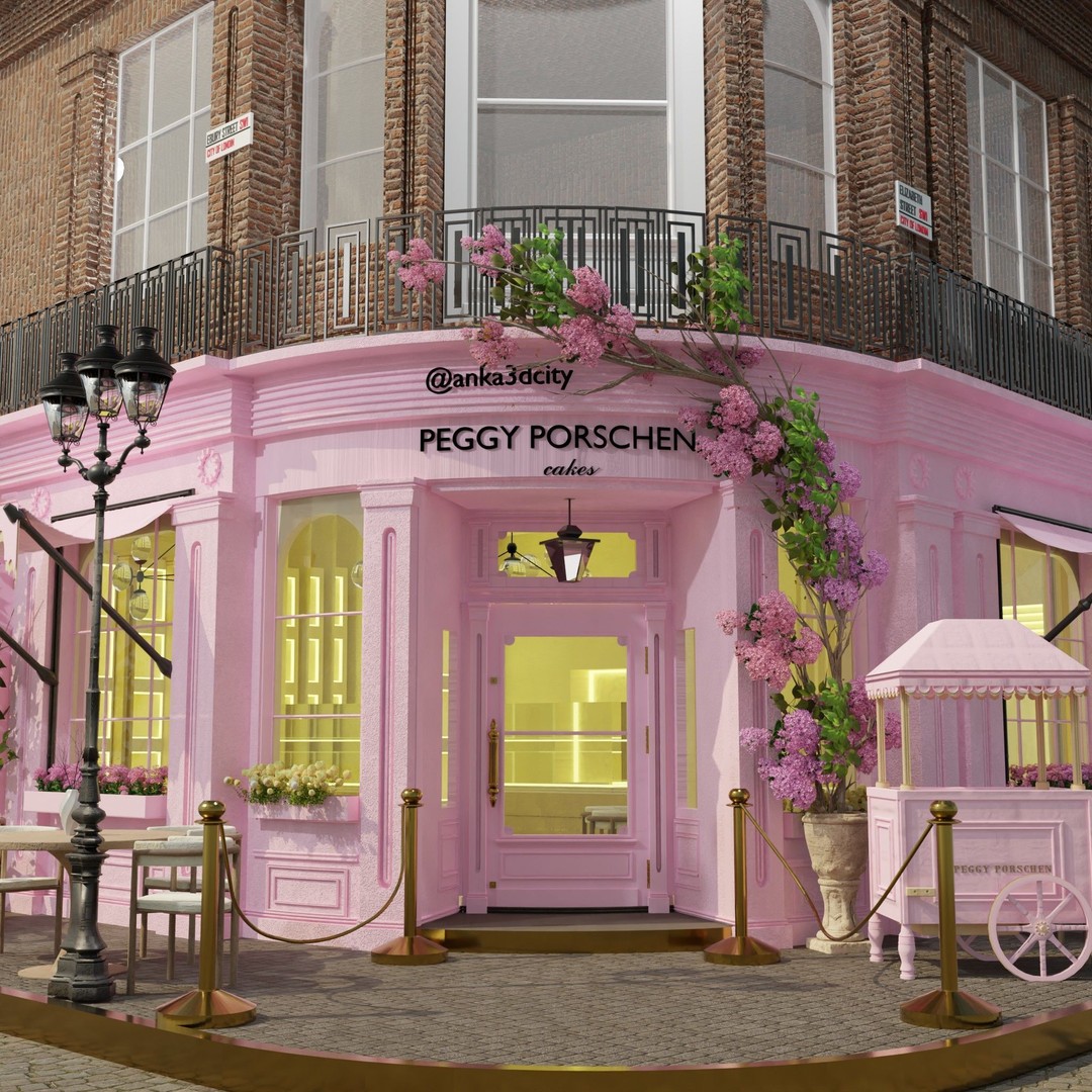 Peggy Porschen Café 3D Model – High-Quality Exterior, Blender, FBX, OBJ - View 12