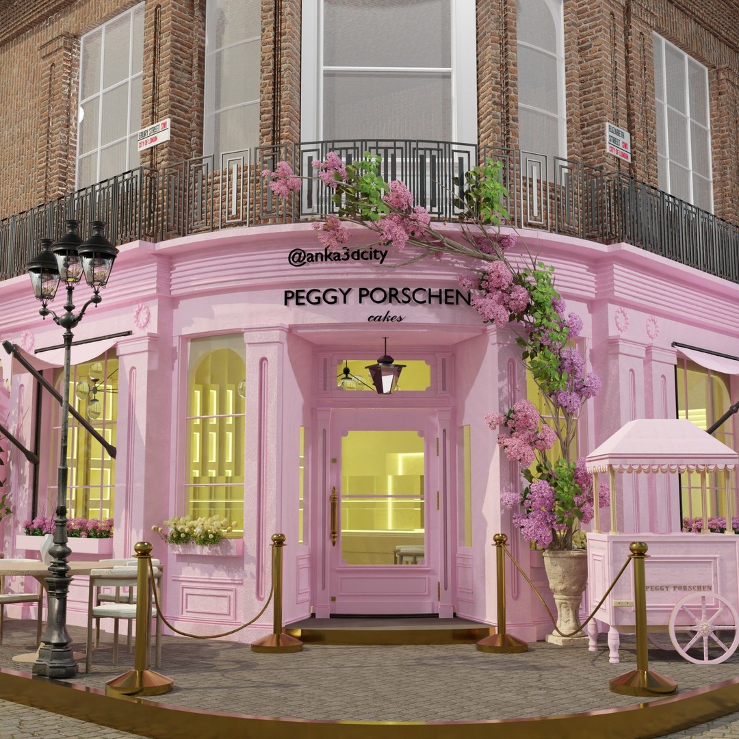 Peggy Porschen Café 3D Model – High-Quality Exterior, Blender, FBX, OBJ - View 3
