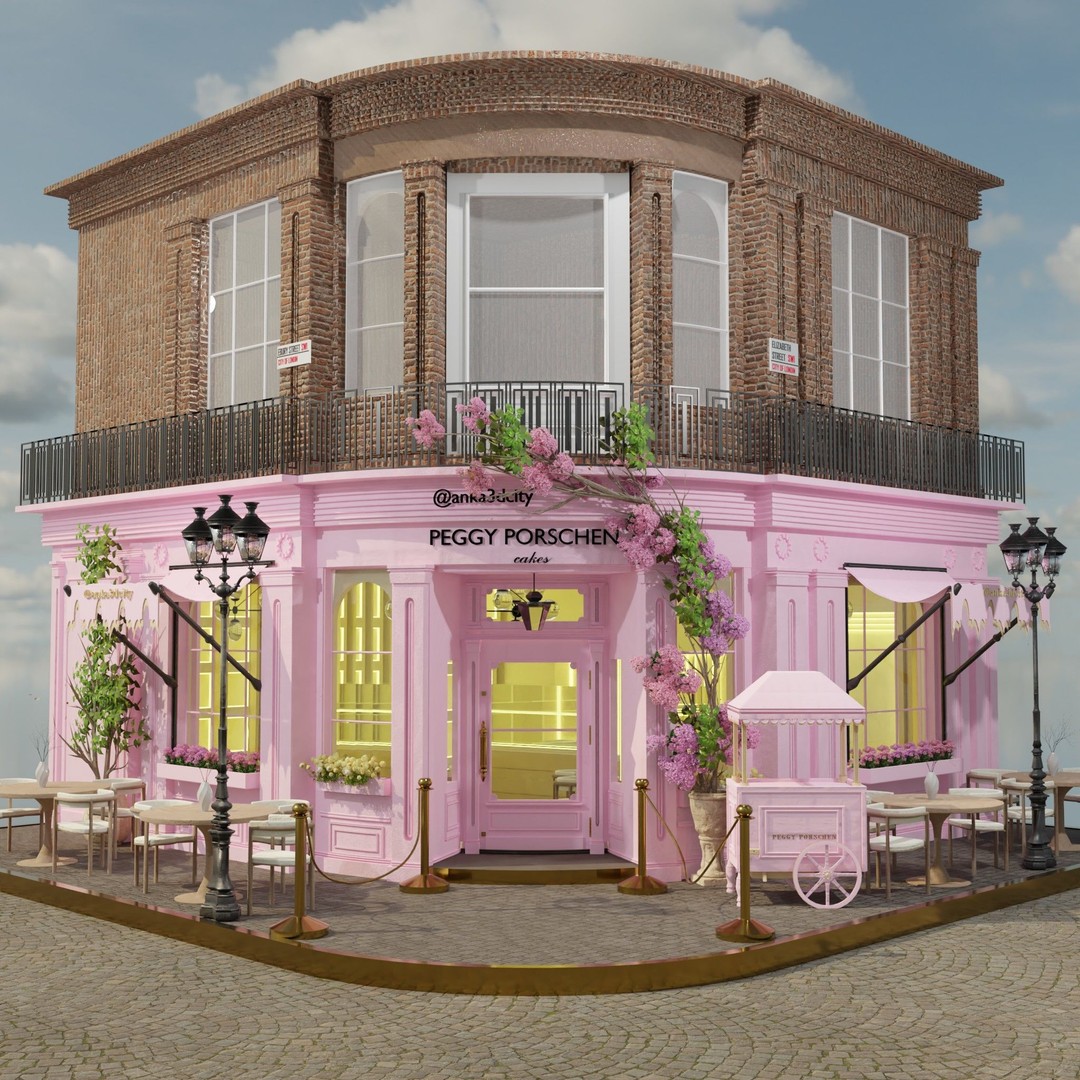 Peggy Porschen Café 3D Model – High-Quality Exterior, Blender, FBX, OBJ - View 4