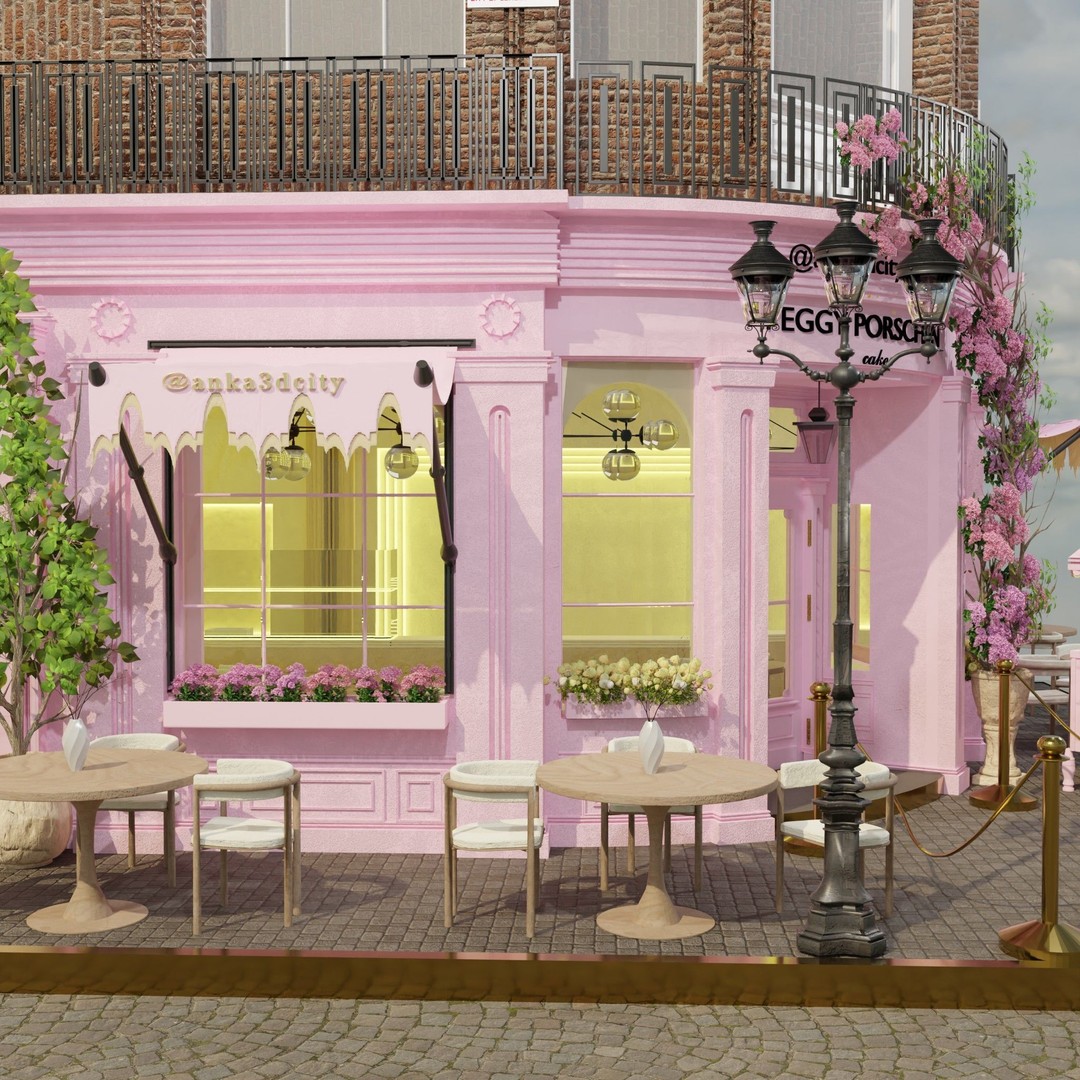 Peggy Porschen Café 3D Model – High-Quality Exterior, Blender, FBX, OBJ - View 5