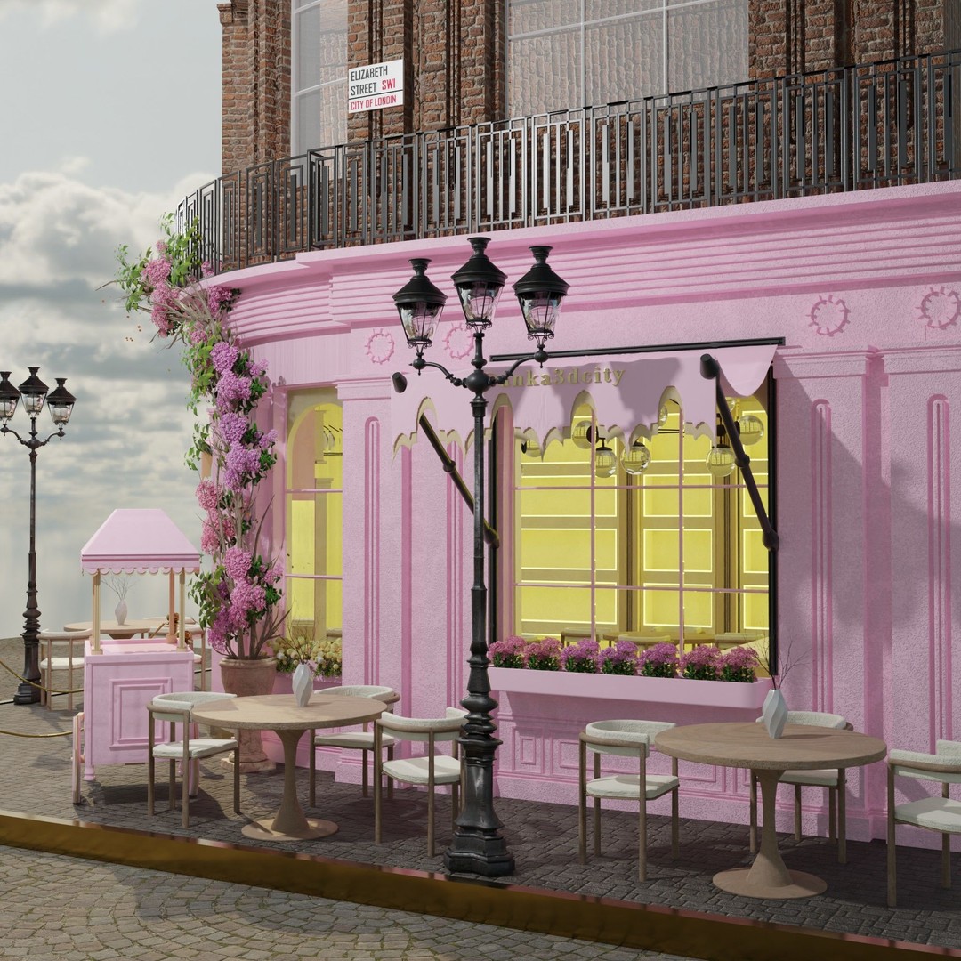 Peggy Porschen Café 3D Model – High-Quality Exterior, Blender, FBX, OBJ - View 6