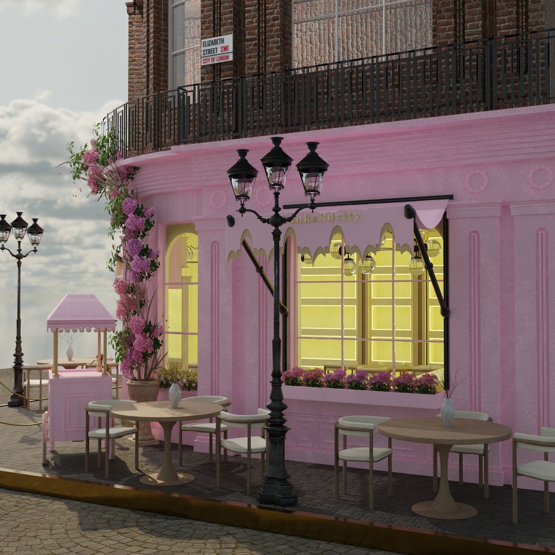 Peggy Porschen Café 3D Model – High-Quality Exterior, Blender, FBX, OBJ - View 8