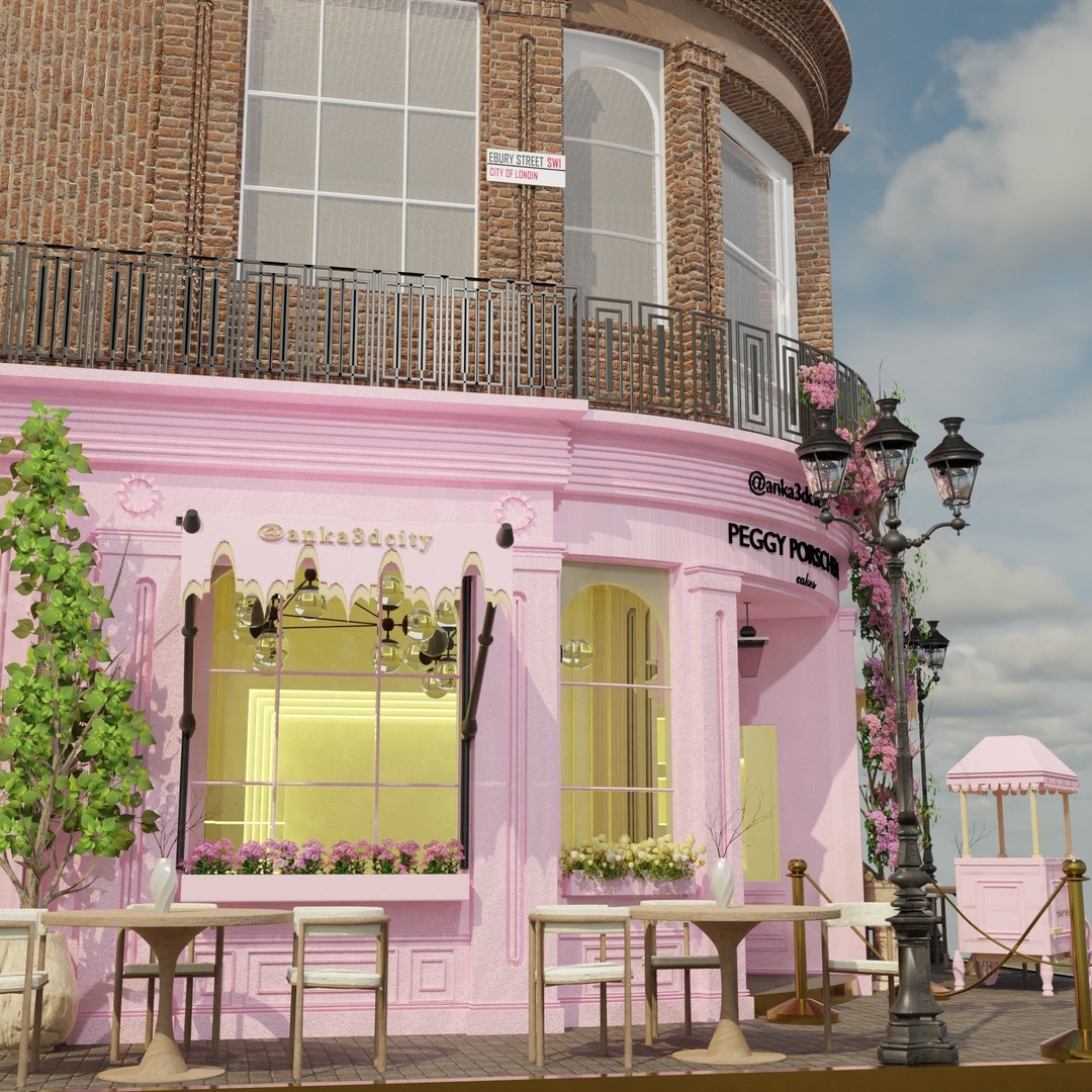Peggy Porschen Café 3D Model – High-Quality Exterior, Blender, FBX, OBJ - View 9