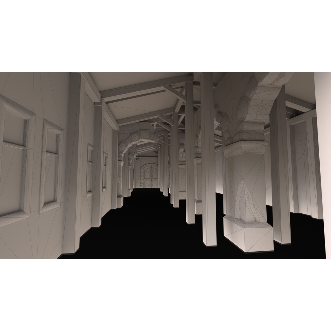 Old Warehouse Castle 3D Model – Low Poly Historic Game Asset, FBX, OBJ