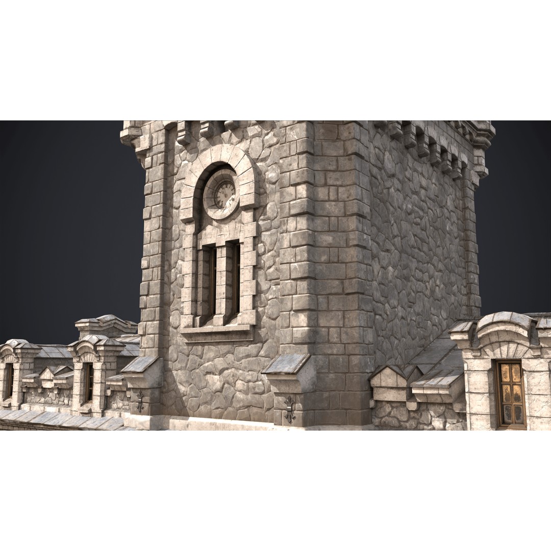 Old Warehouse Castle 3D Model – Low Poly Historic Game Asset, FBX, OBJ - View 10