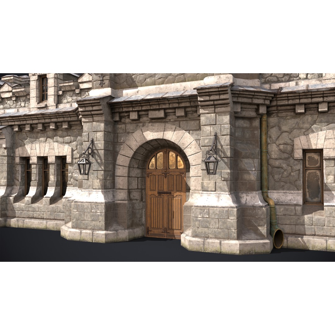Old Warehouse Castle 3D Model – Low Poly Historic Game Asset, FBX, OBJ - View 11