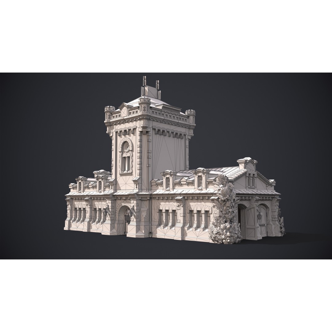 Old Warehouse Castle 3D Model – Low Poly Historic Game Asset, FBX, OBJ - View 14