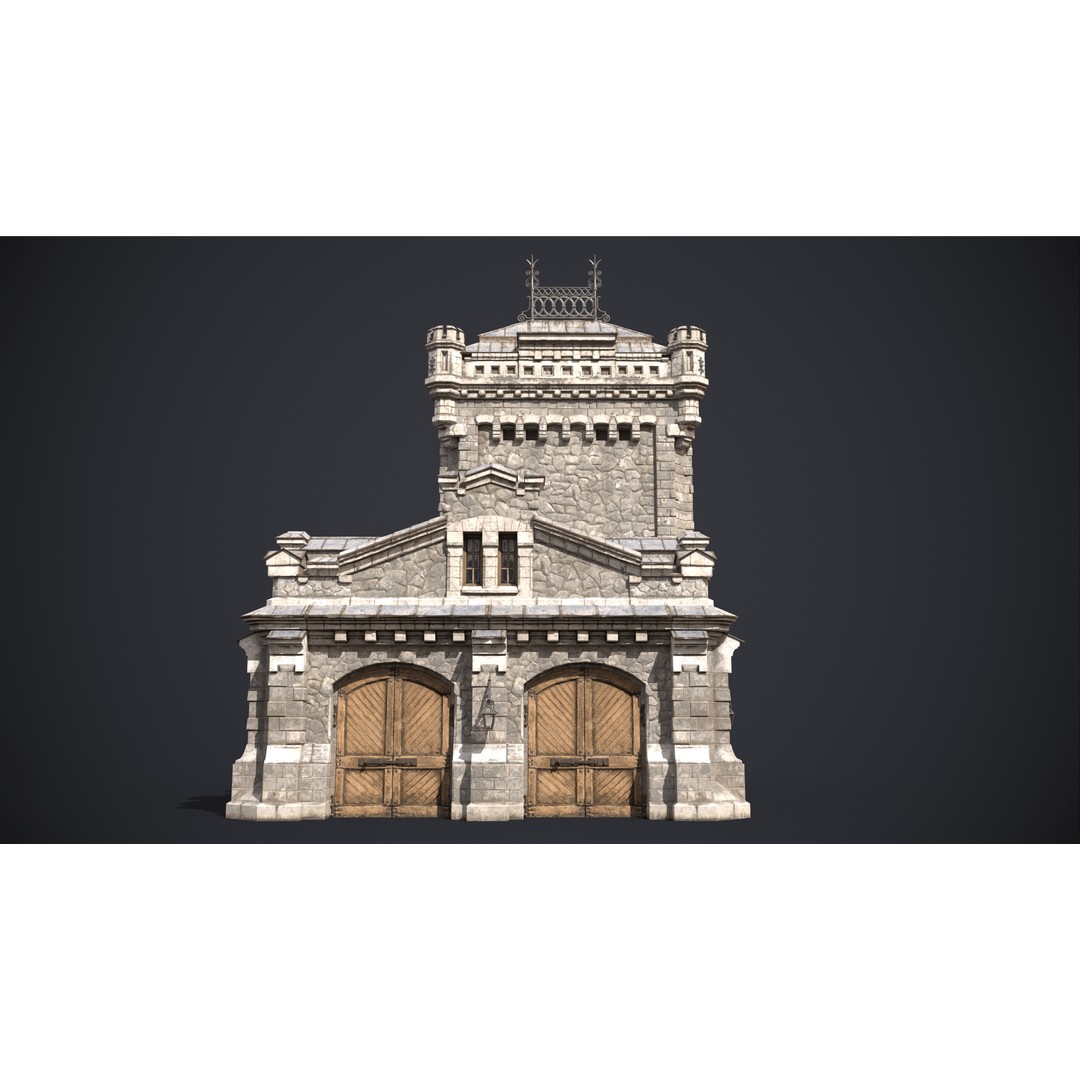 Old Warehouse Castle 3D Model – Low Poly Historic Game Asset, FBX, OBJ - View 5