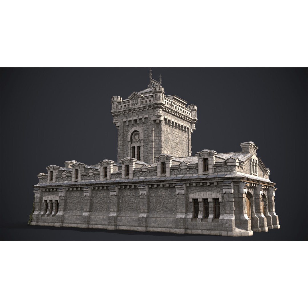 Old Warehouse Castle 3D Model – Low Poly Historic Game Asset, FBX, OBJ - View 6