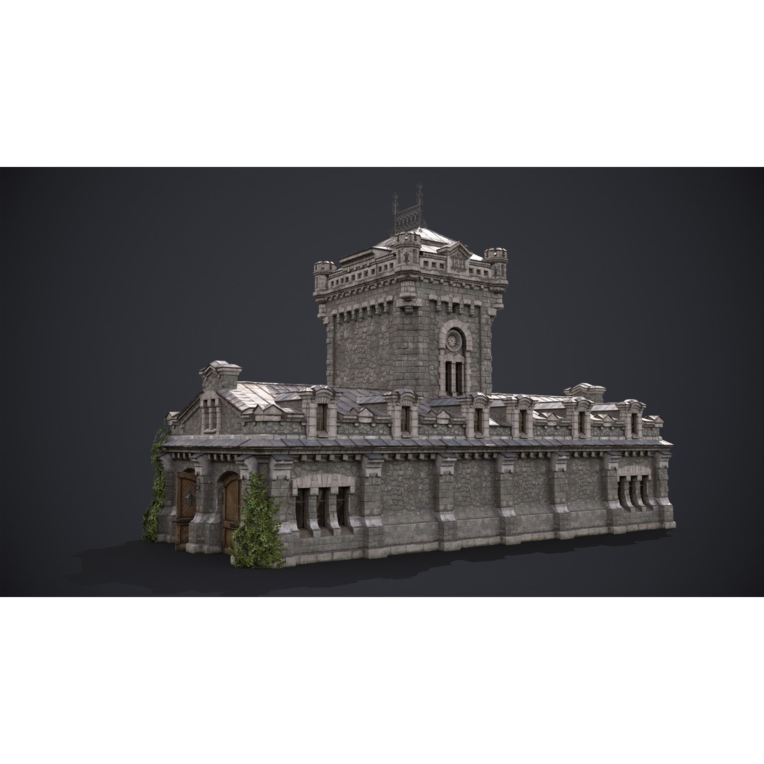Old Warehouse Castle 3D Model – Low Poly Historic Game Asset, FBX, OBJ - View 7