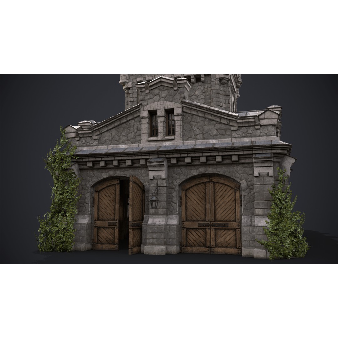 Old Warehouse Castle 3D Model – Low Poly Historic Game Asset, FBX, OBJ - View 8