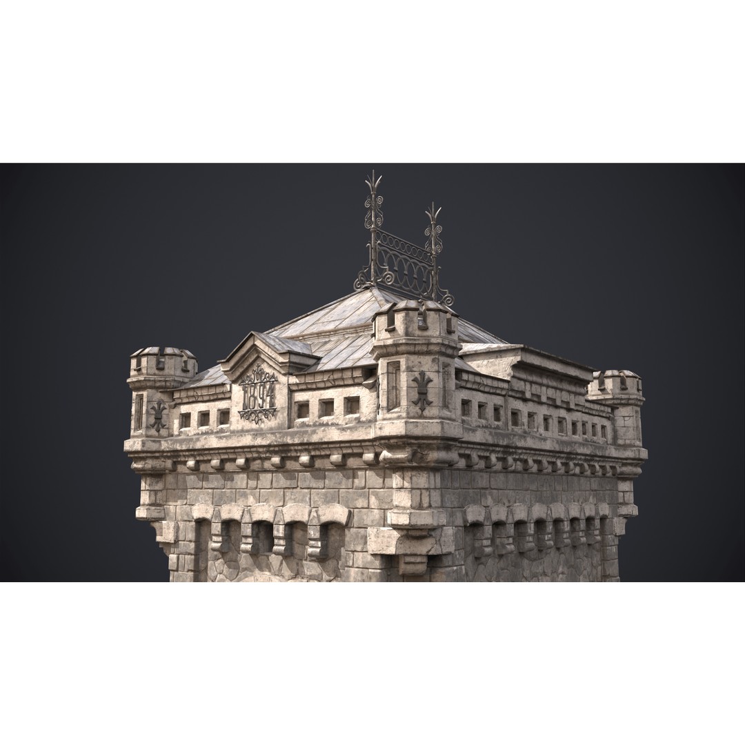 Old Warehouse Castle 3D Model – Low Poly Historic Game Asset, FBX, OBJ - View 9