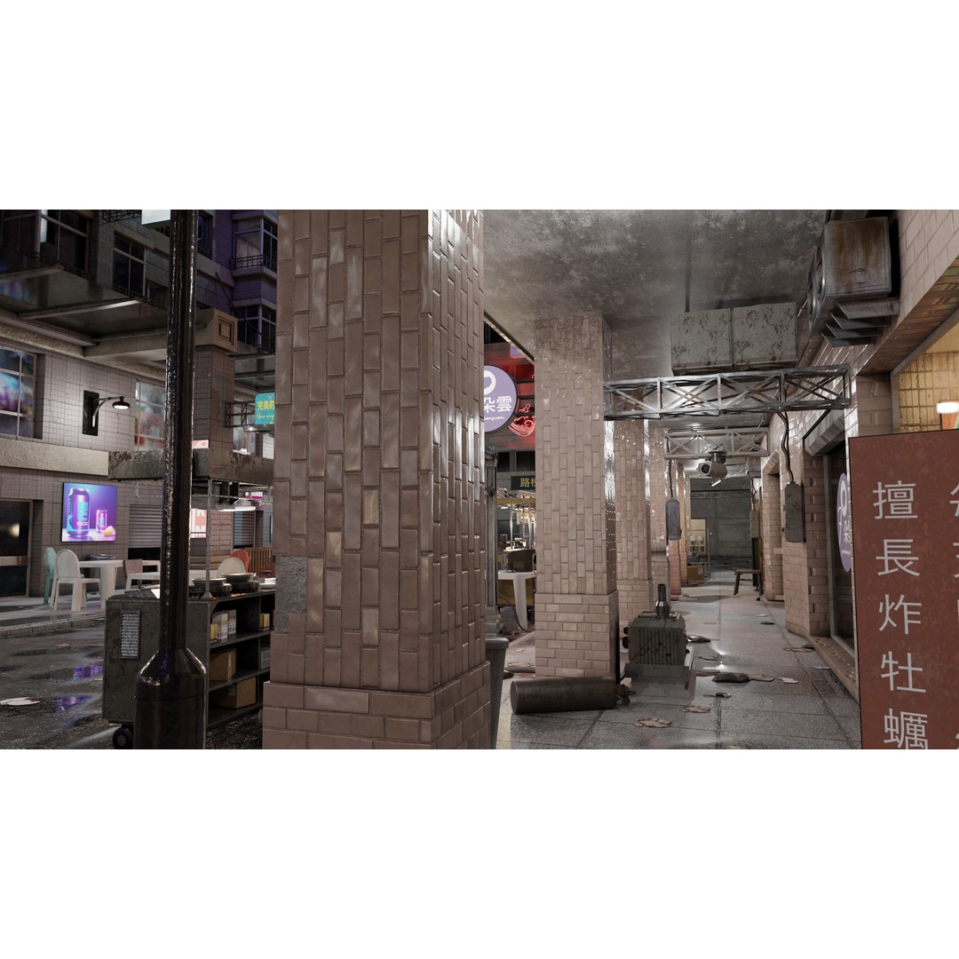 Cyberpunk Nightmarket 3D Model – Ultra Detailed Blender Scene, PBR - View 14
