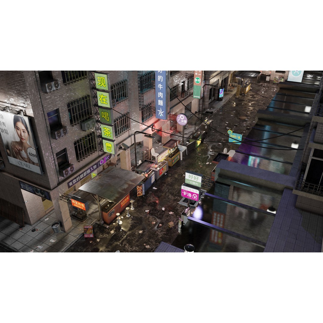 Cyberpunk Nightmarket 3D Model – Ultra Detailed Blender Scene, PBR - View 6