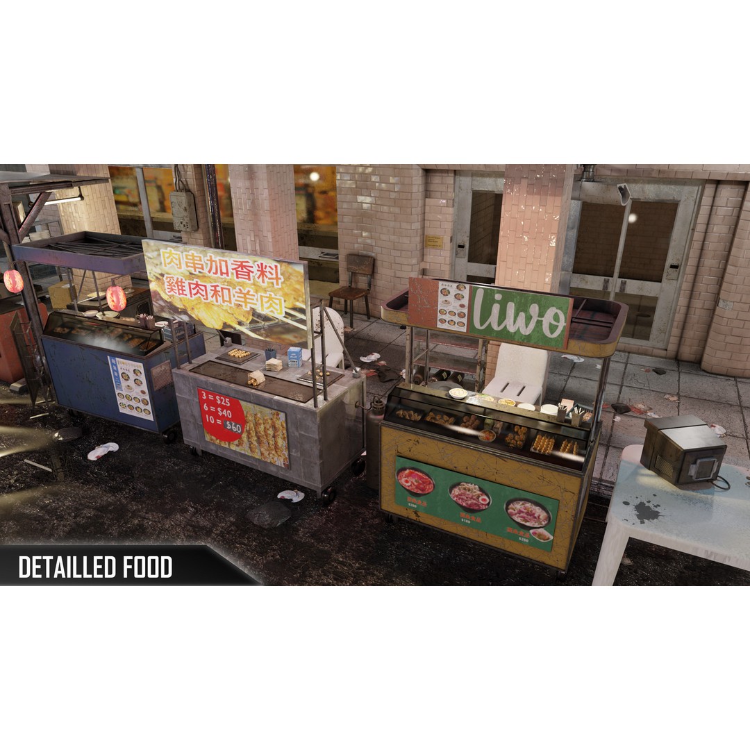 Cyberpunk Nightmarket 3D Model – Ultra Detailed Blender Scene, PBR - View 9
