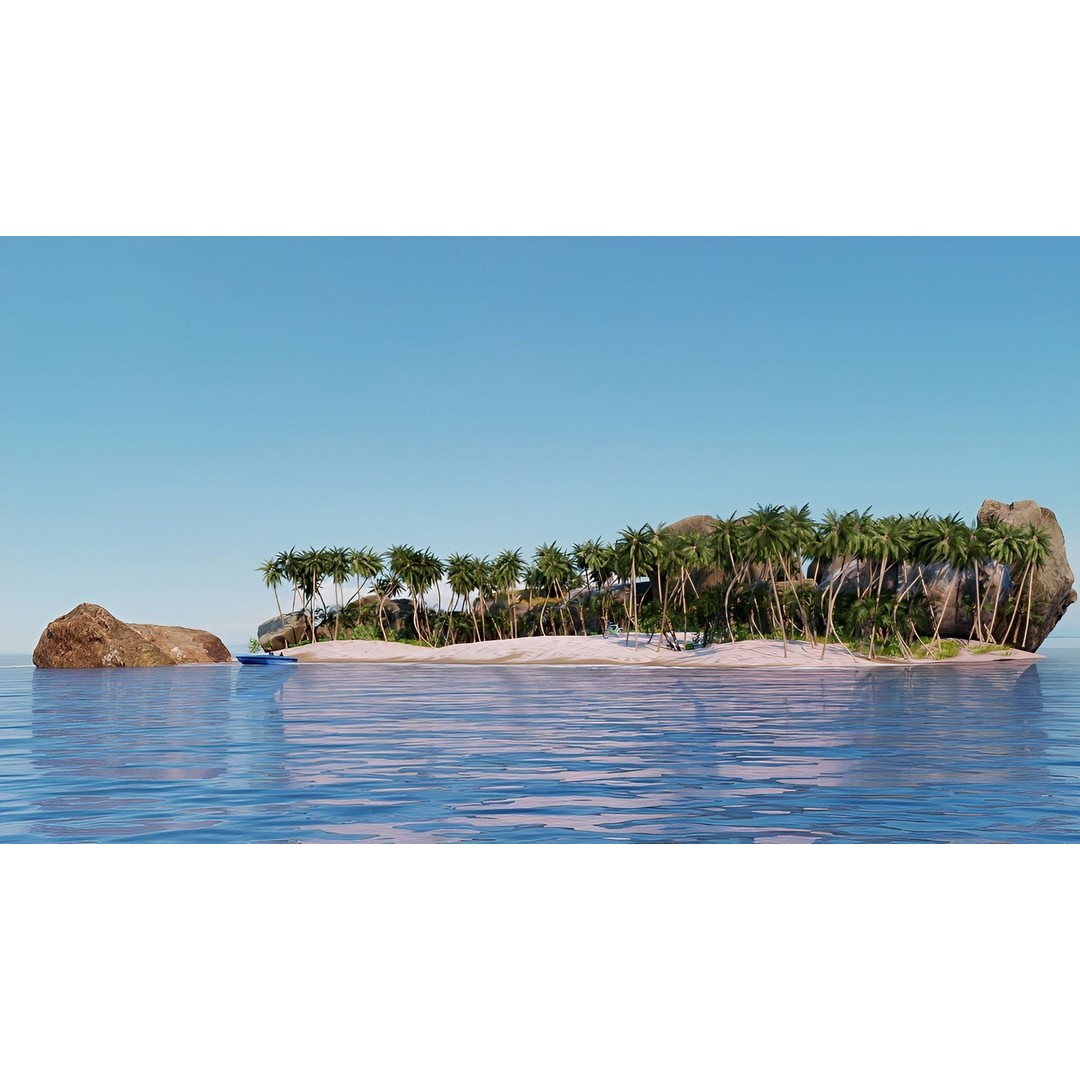 Beach Island 3D Model – Realistic Textures, PBR, Blender, FBX - View 14