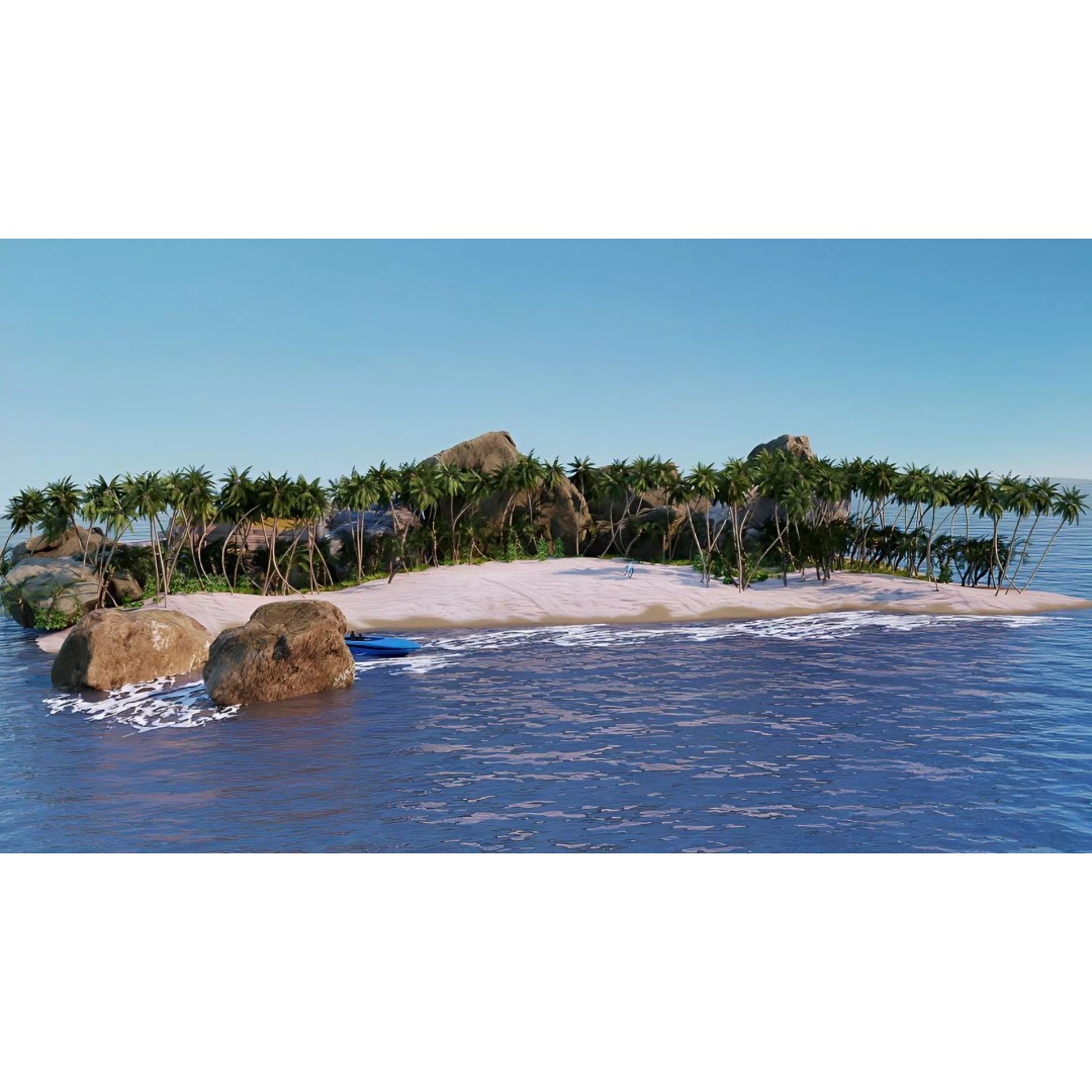 Beach Island 3D Model – Realistic Textures, PBR, Blender, FBX - View 2