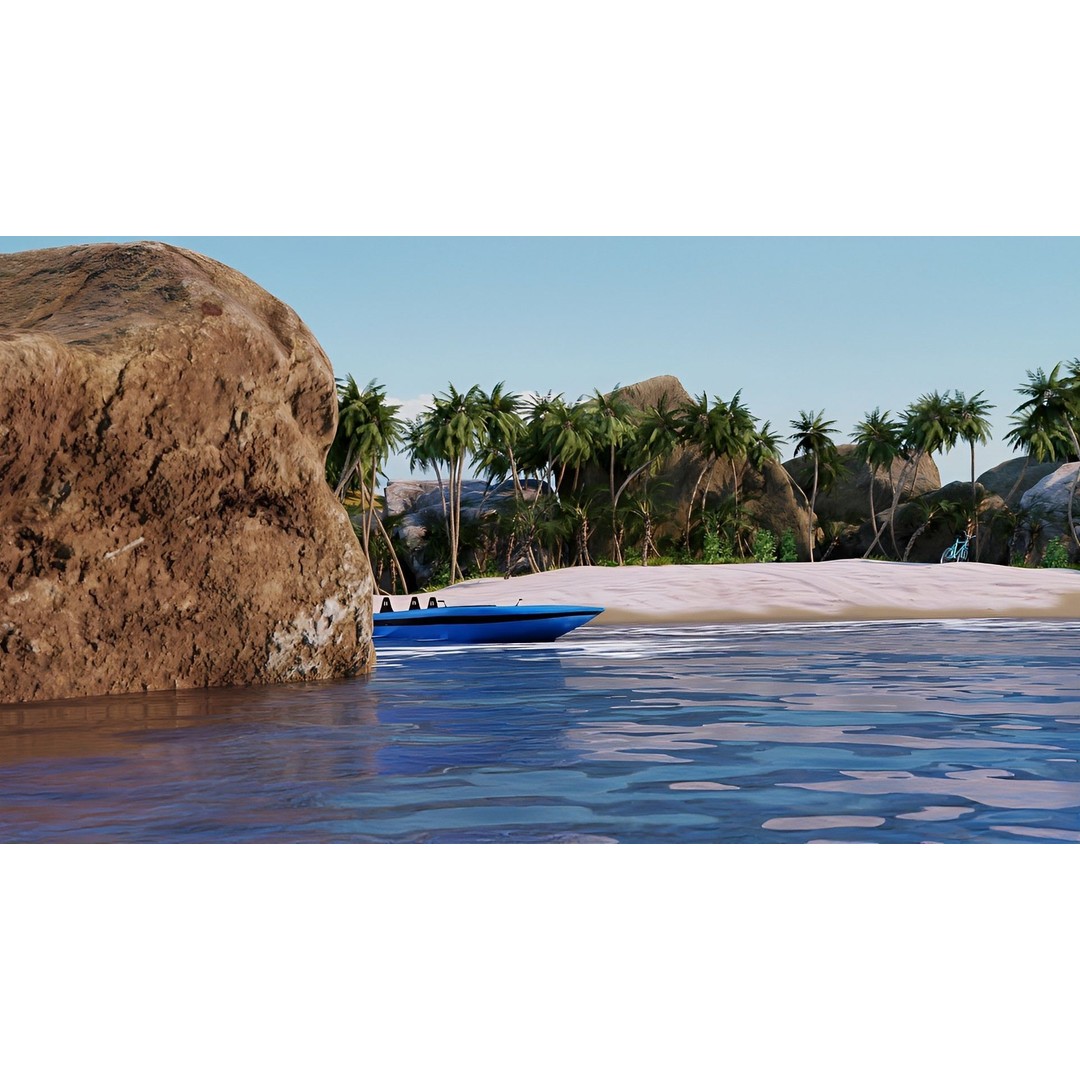 Beach Island 3D Model – Realistic Textures, PBR, Blender, FBX - View 7