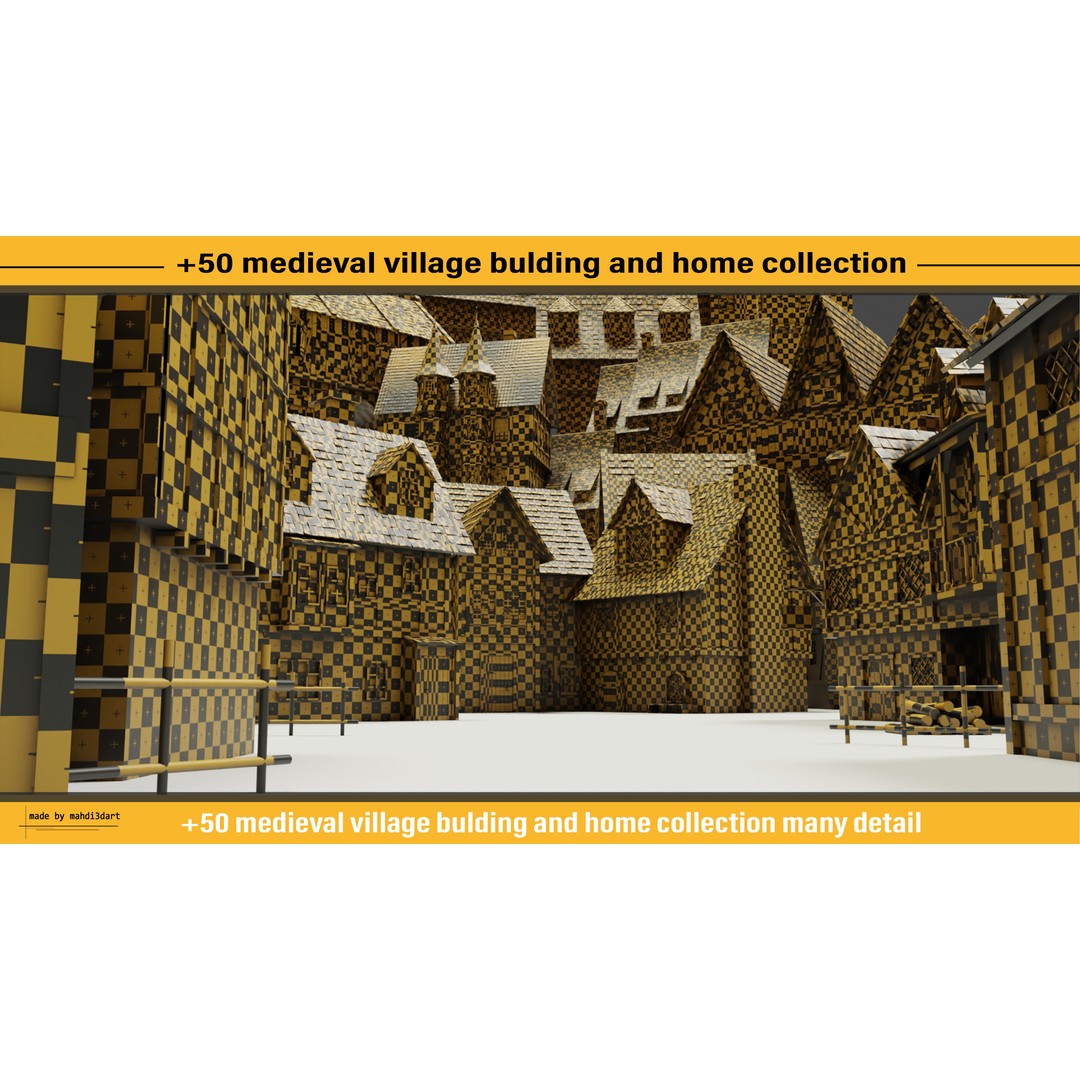 Medieval Village Building 3D Model – 50 Home Collection, Blender, FBX, OBJ - View 4