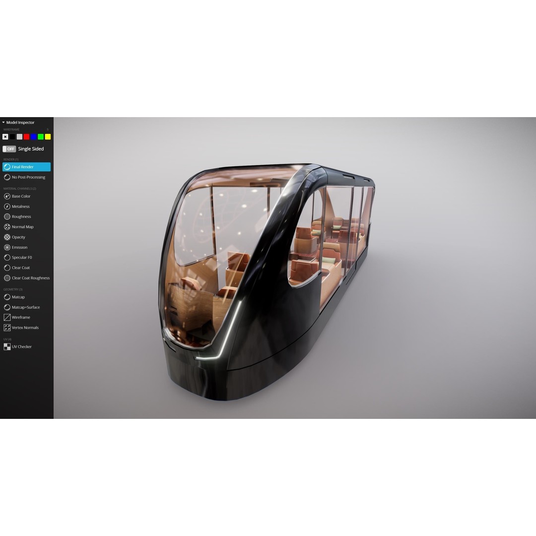 Futuristic Tram 3D Model – Low Poly Vehicle, PBR Textures, FBX - View 15