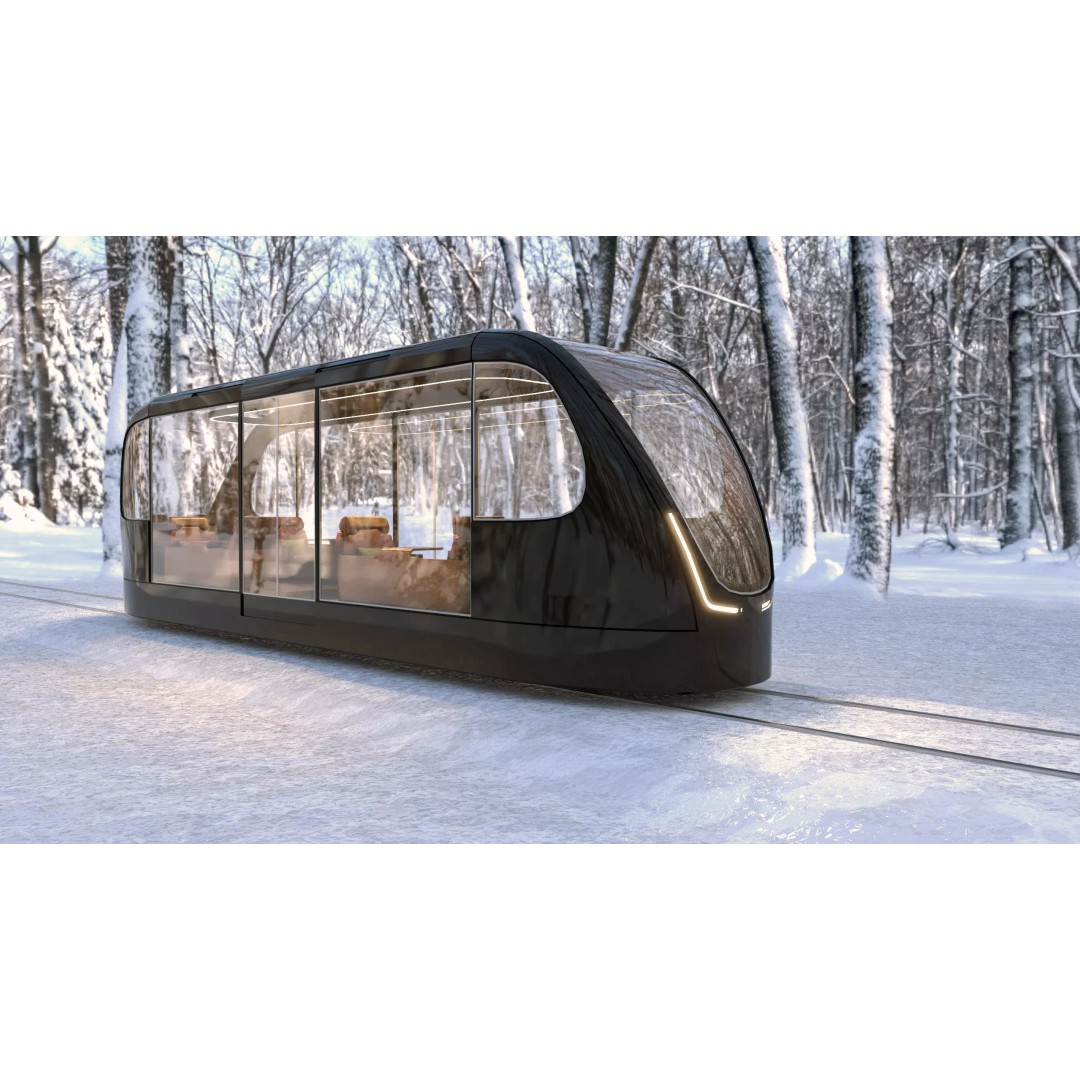 Futuristic Tram 3D Model – Low Poly Vehicle, PBR Textures, FBX - View 2