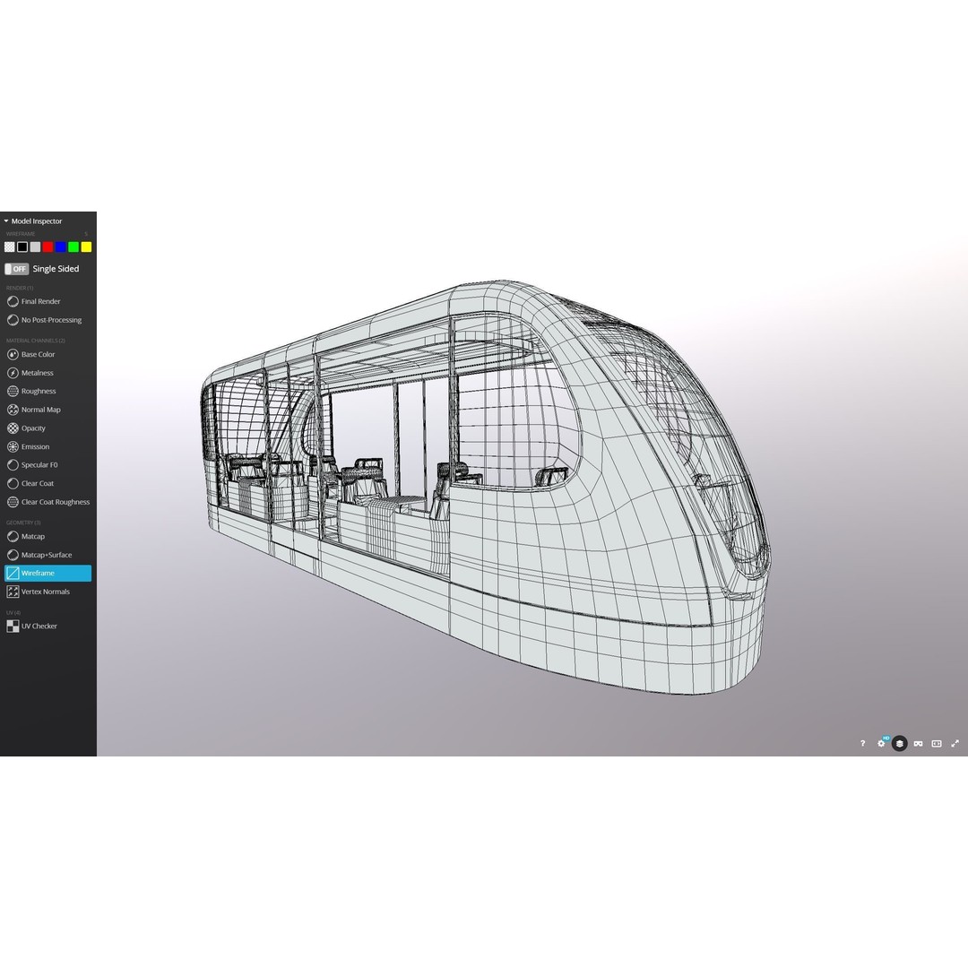 Futuristic Tram 3D Model – Low Poly Vehicle, PBR Textures, FBX - View 4