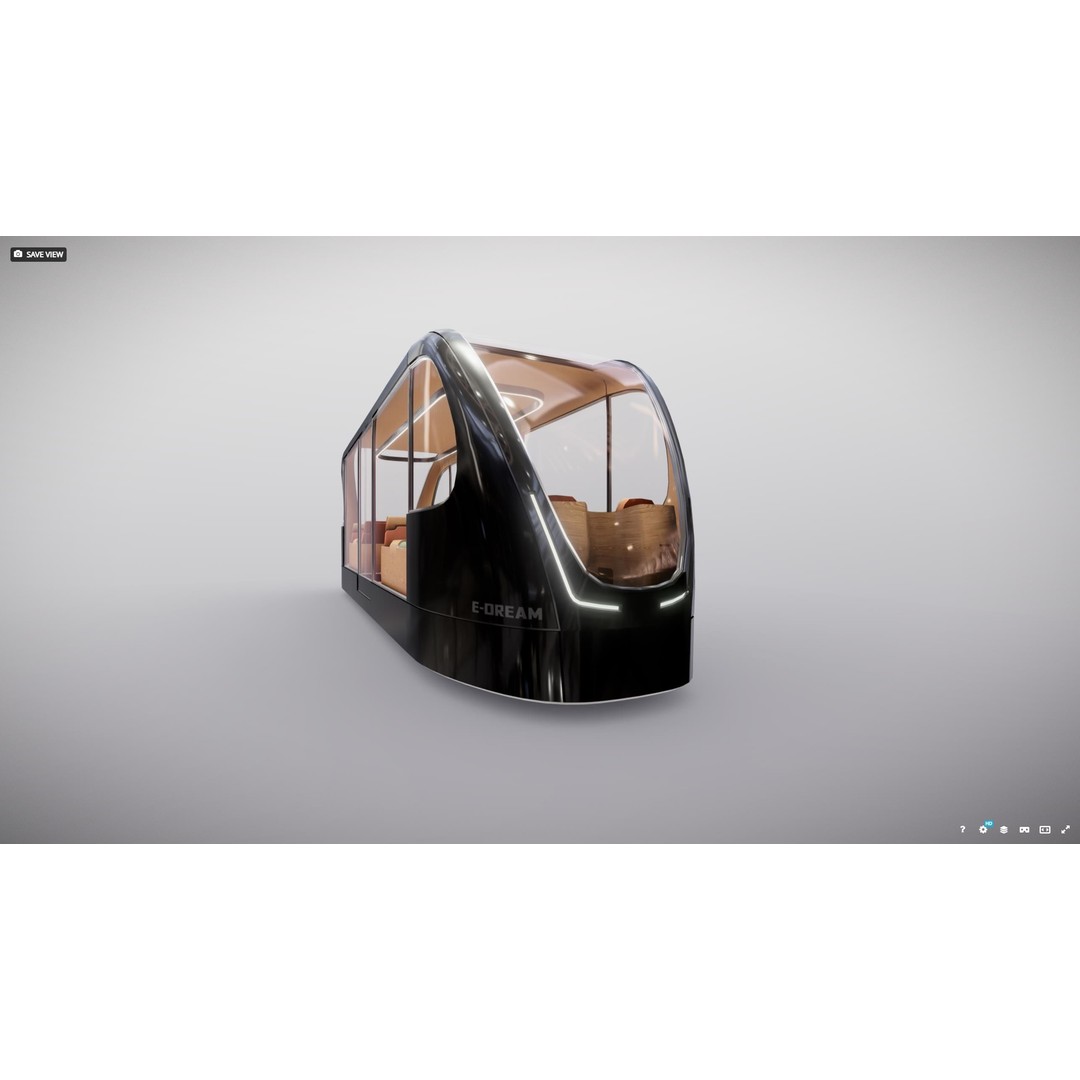 Futuristic Tram 3D Model – Low Poly Vehicle, PBR Textures, FBX - View 5