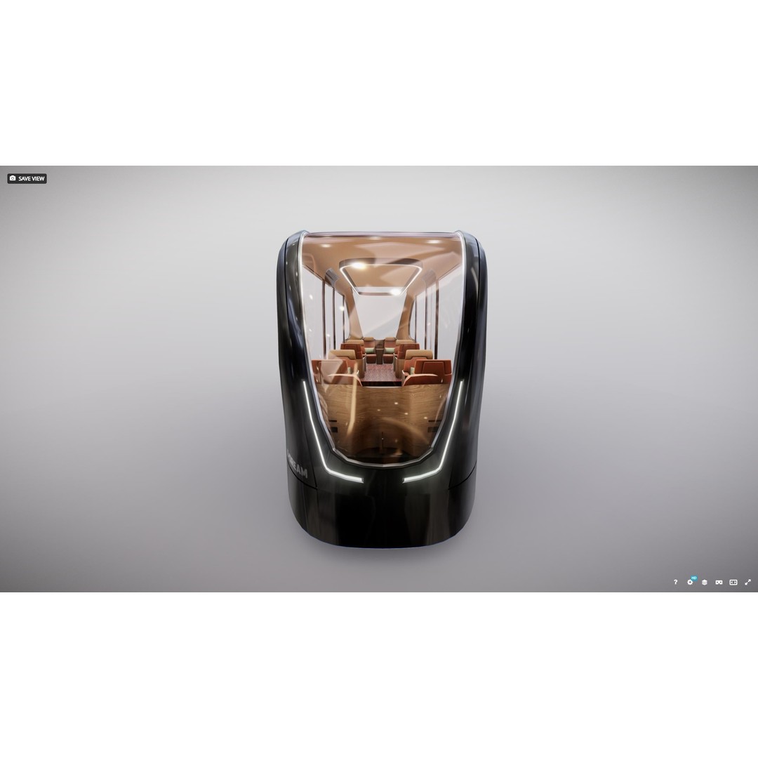 Futuristic Tram 3D Model – Low Poly Vehicle, PBR Textures, FBX - View 7