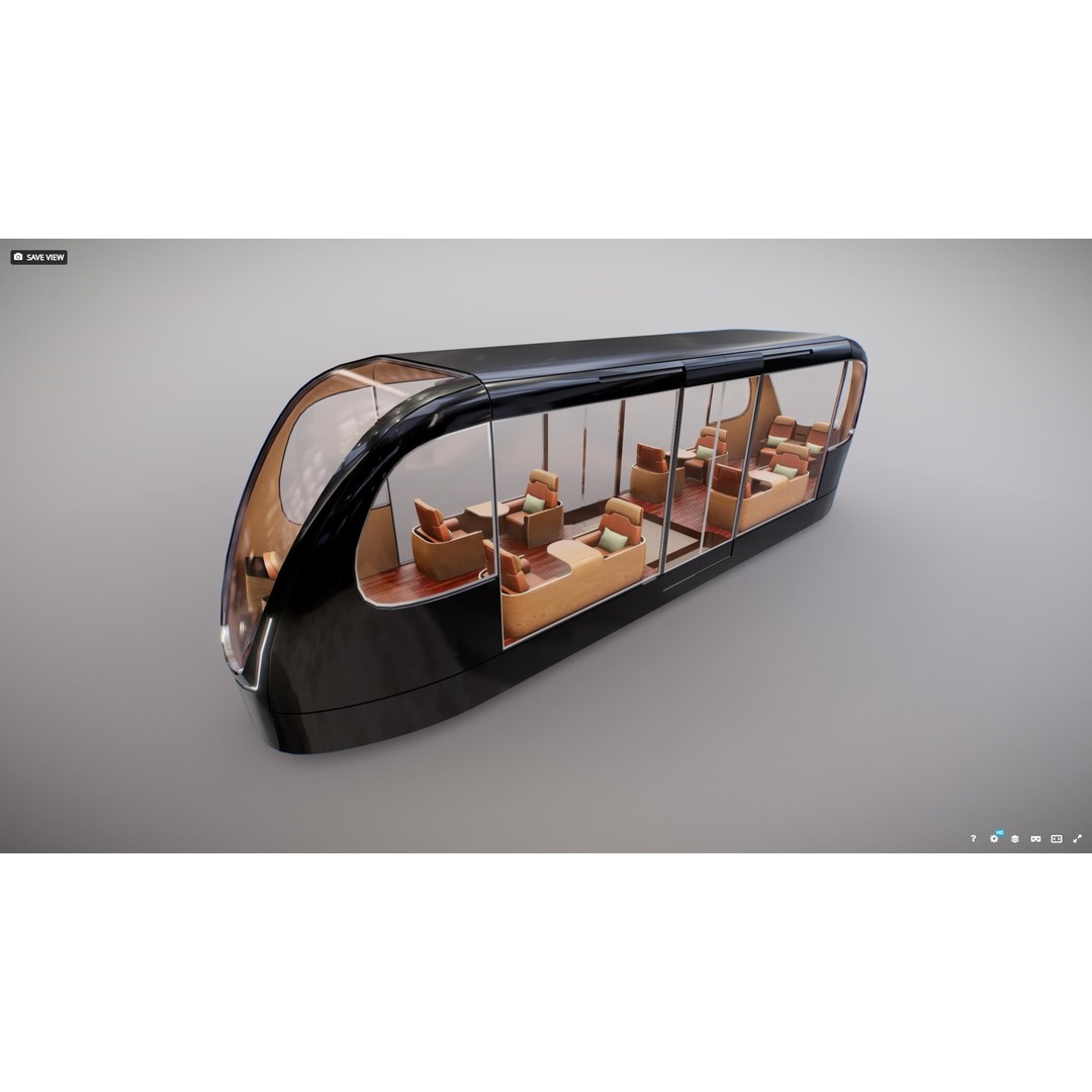 Futuristic Tram 3D Model – Low Poly Vehicle, PBR Textures, FBX - View 8