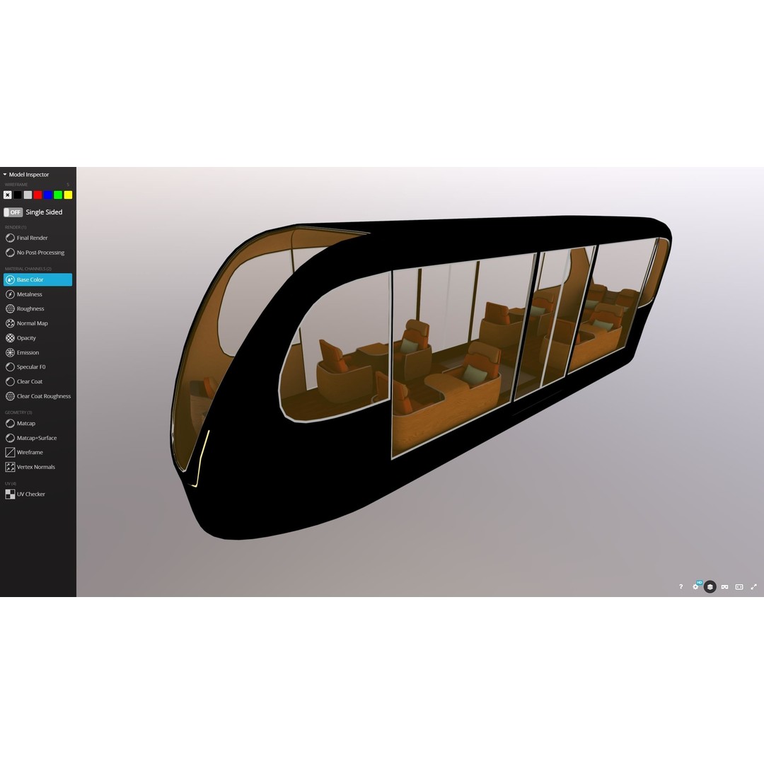 Futuristic Tram 3D Model – Low Poly Vehicle, PBR Textures, FBX - View 9