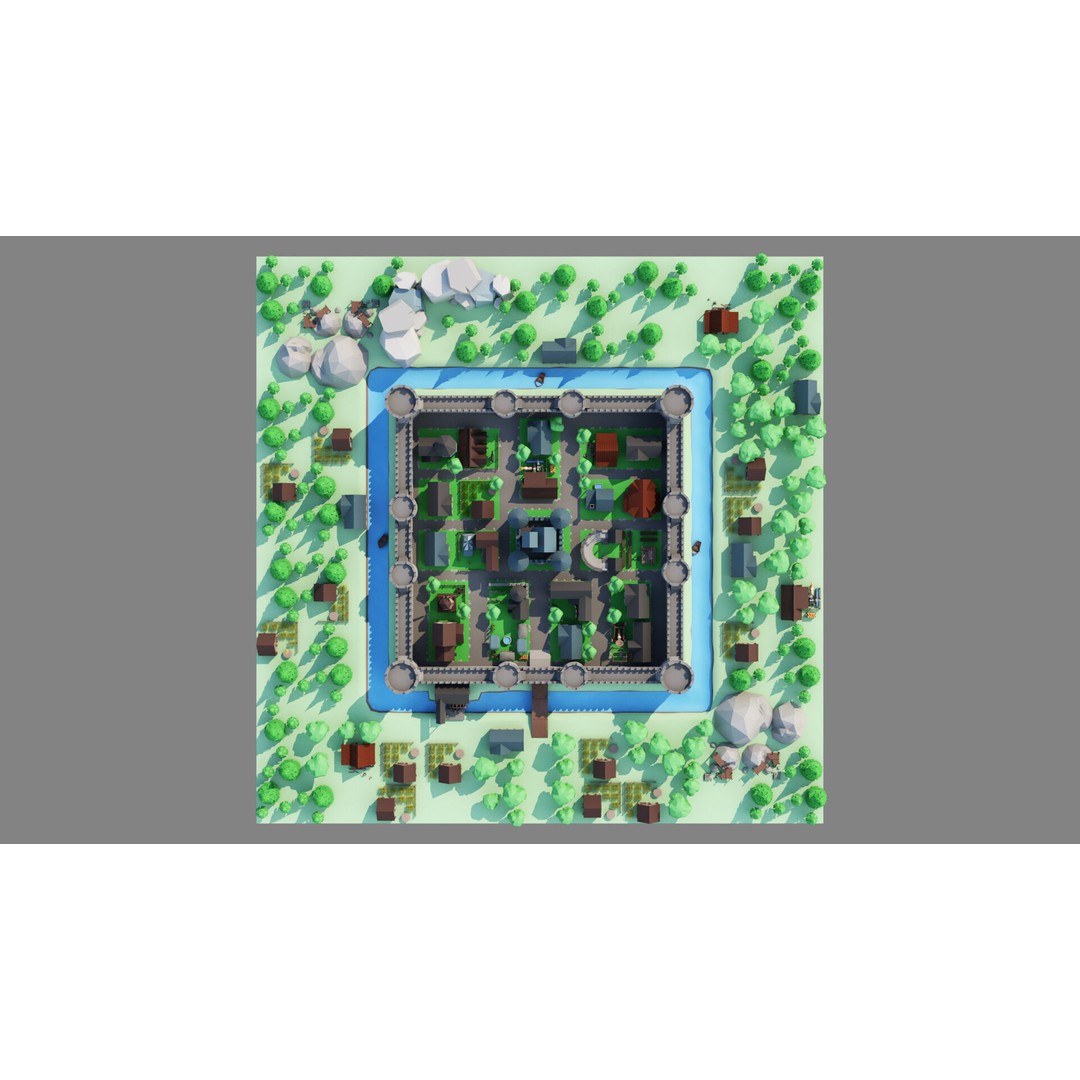 Cartoon Castle 3D Model – Low Poly Game Asset, FBX, OBJ, Blender - View 14