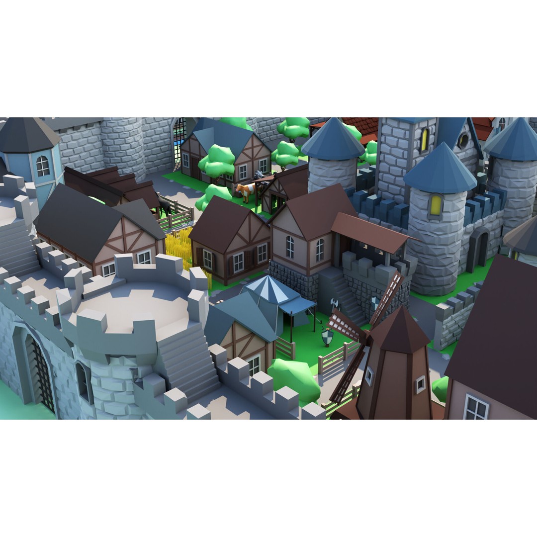 Cartoon Castle 3D Model – Low Poly Game Asset, FBX, OBJ, Blender - View 17
