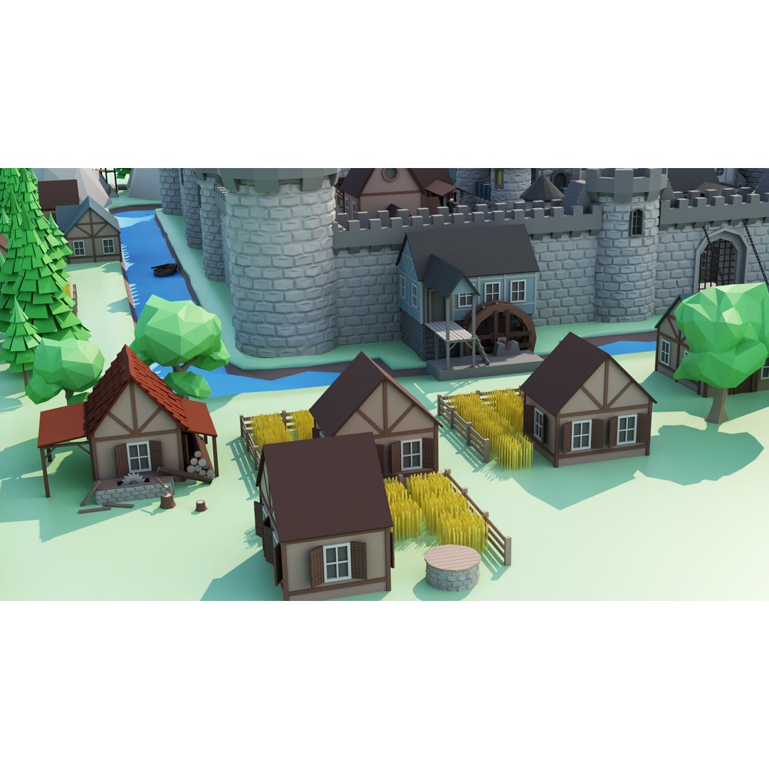 Cartoon Castle 3D Model – Low Poly Game Asset, FBX, OBJ, Blender - View 20