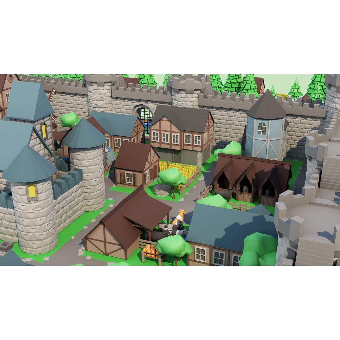 Cartoon Castle 3D Model – Low Poly Game Asset, FBX, OBJ, Blender - View 21